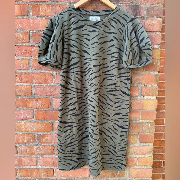 Velvet by Graham & Spencer Prima Zebra Green Mini Sweatshirt Dress - Picture 2 of 8